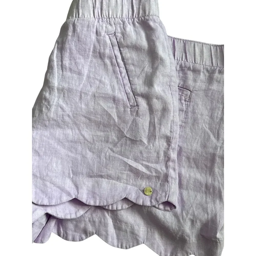 Lilly Pulitzer Brea 4” Linen Scallop Hem Shorts Purple Iris Size XL - Picture 9 of 10